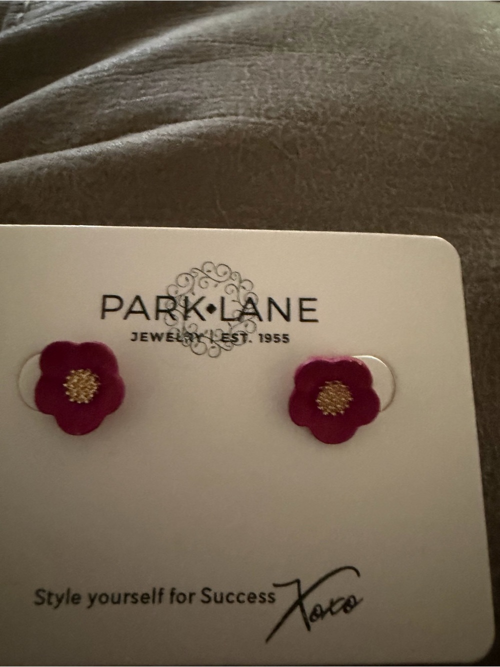 Park Lane Hot Pink Flower Earrings with Gold Center